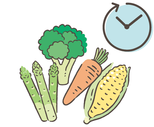 野菜と時計のイラスト